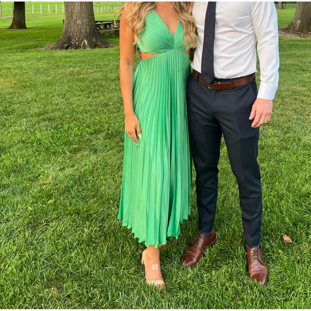 Pleated Satin Dress